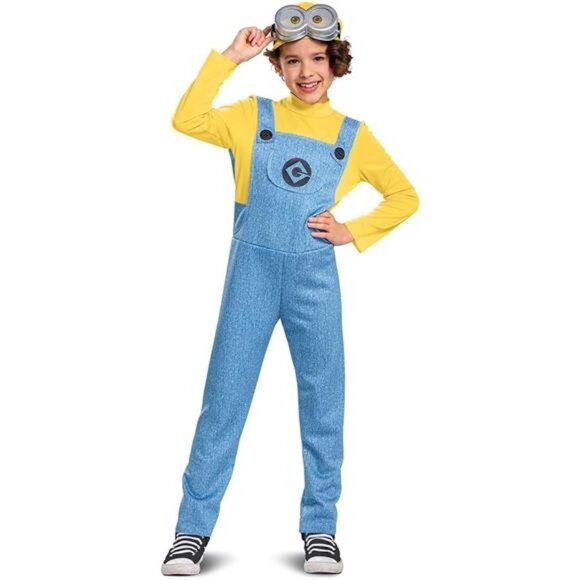 Bob Minions Costume for Kid Official Minion Jumpsuit Outfit with Goggles and Hat - Picture 3 of 6